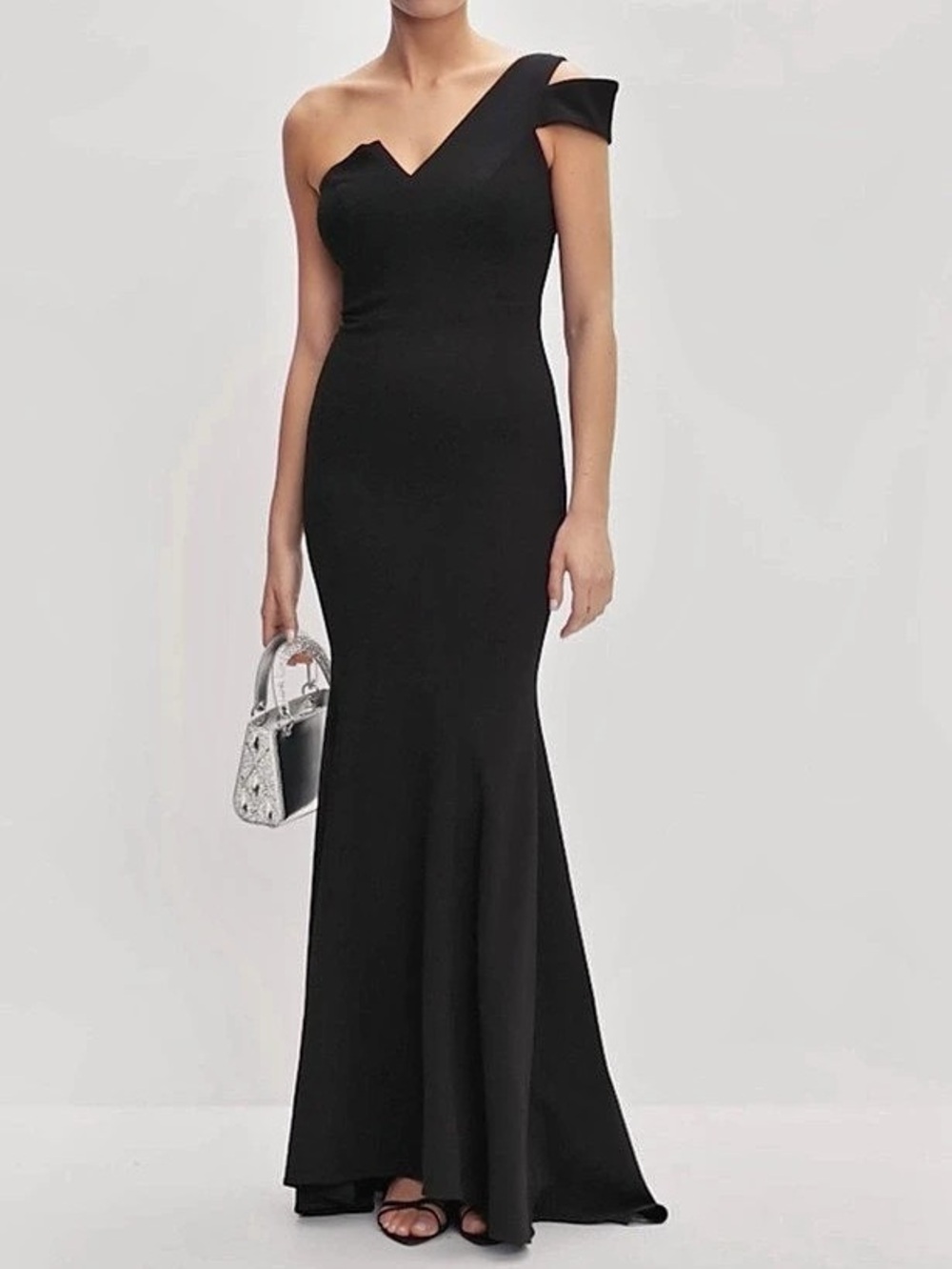Melanie Lyne Fitted Single-Shoulder Dress Black Maxi